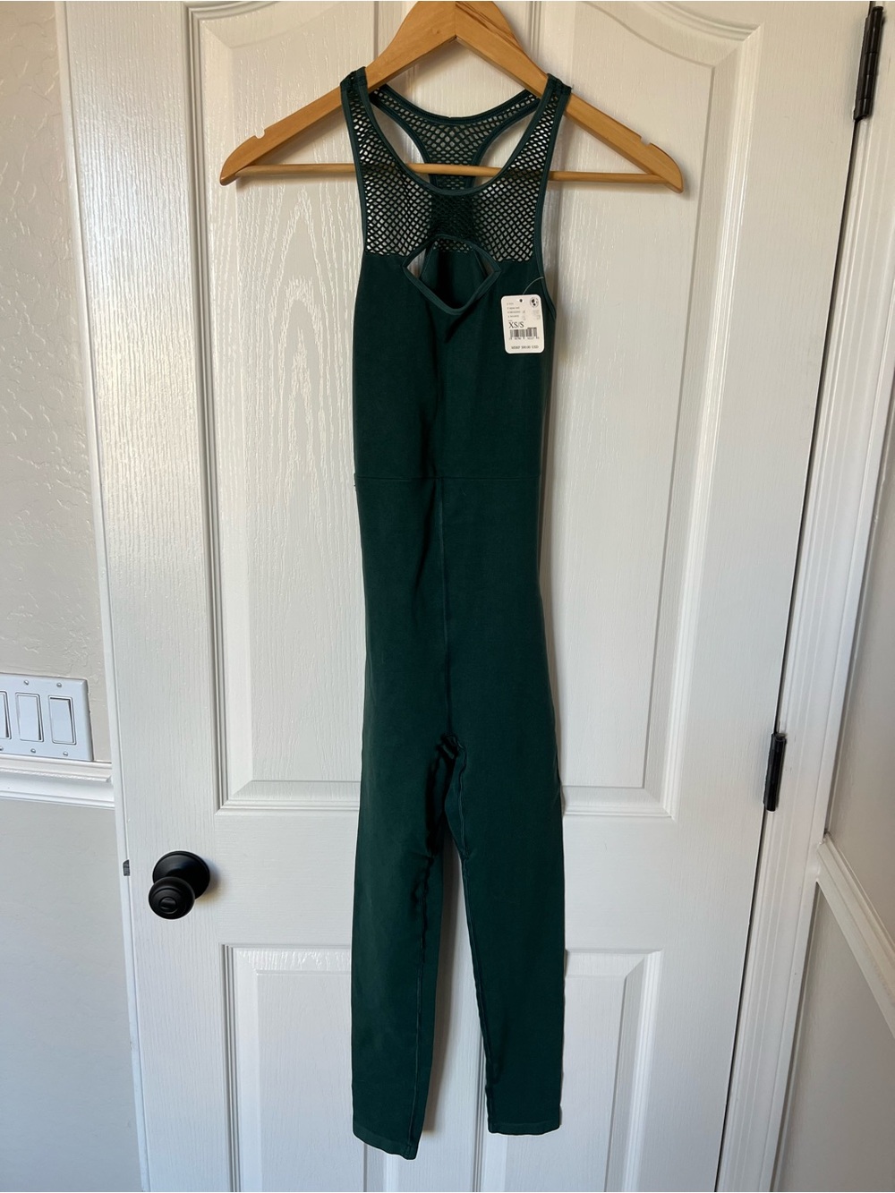 FP Movement by Free People Forest Green Mesh-Back Jumpsuit